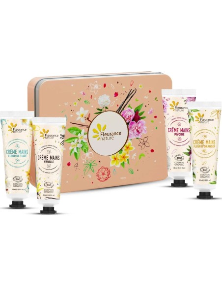 Cofre melocotón cuarteto de crema de manos 4 uds Fleurance Nature