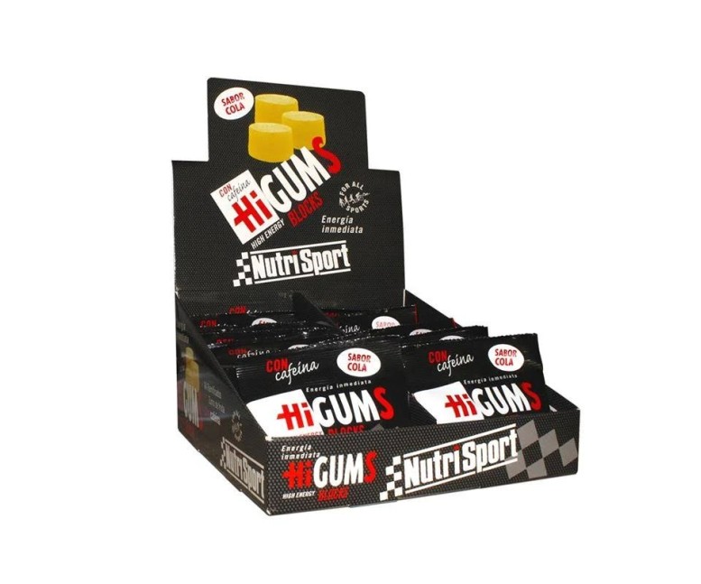 Higums sabor cola con cafeína expositor 20 bolsas Nutrisport