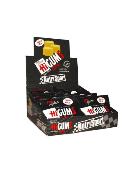 Higums sabor cola con cafeína expositor 20 bolsas Nutrisport