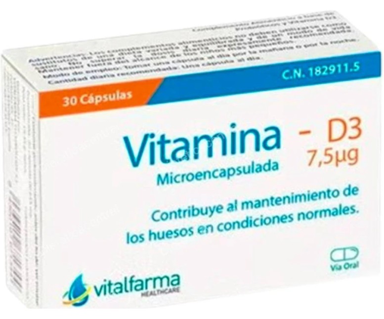 Vitamina D3. 30 cap - 7,5 mcg Vitalfarma