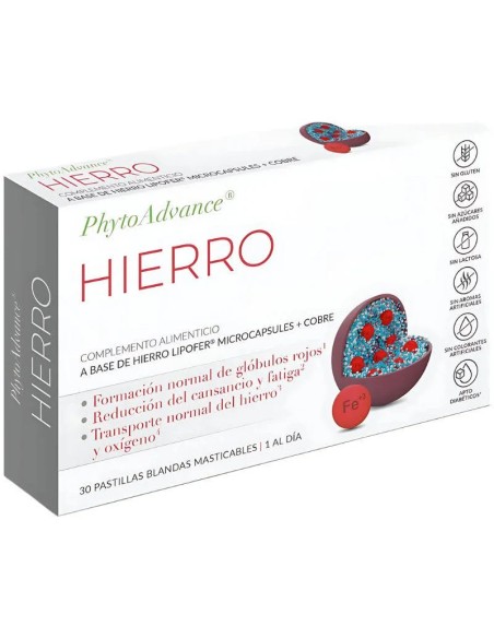 Phytoadvance hierro pastillas blandas masticables 30 tab Phytoadvance