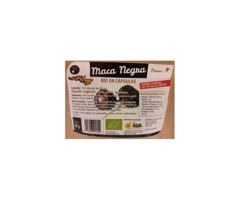 Maca negra bio 150 cap DREAM FOODS