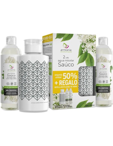 Agua micelar botella vidrio 2 uds Armonia
