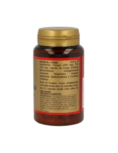 Papaya y Piña 90 cápsulas de 400mg Obire
