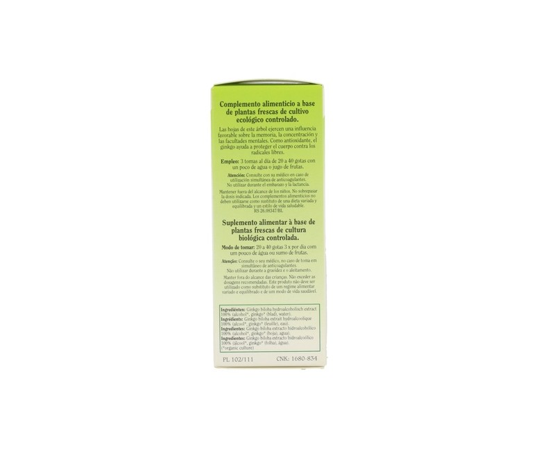 Ginkgo Biloba Bio 50 ml de aceite esencial Biover
