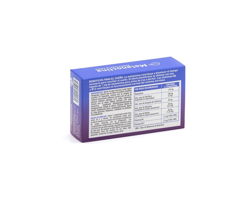 Melanoctina sueña toda la noche (Melatonina 1,9 mg) 30 comprimidos Plameca