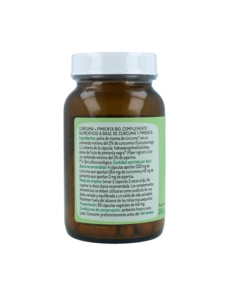 Cúrcuma y pimienta Bio 60 cápsulas (440mg) El Granero Integral
