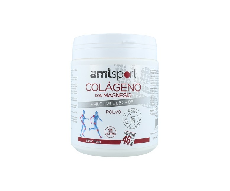 Colágeno con Magnesio y Vitamina C + B1 B2 B6 Amlsport 350 g de polvo (Fresa) Ana Maria Lajusticia