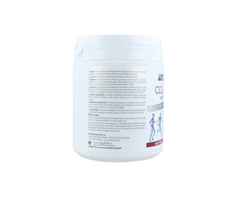 Colágeno con Magnesio y Vitamina C + B1 B2 B6 Amlsport 350 g de polvo (Fresa) Ana Maria Lajusticia