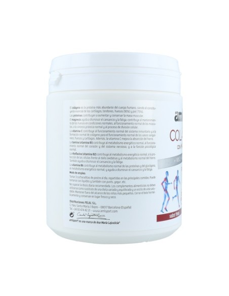 Colágeno con Magnesio y Vitamina C + B1 B2 B6 Amlsport 350 g de polvo (Fresa) Ana Maria Lajusticia