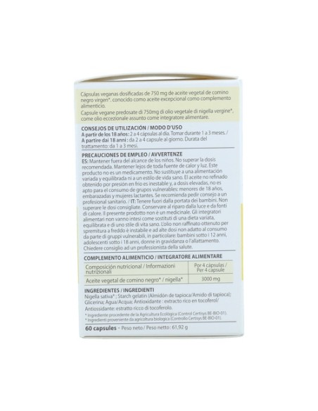 Cápsulas de Aceite Vegetal de Comino Negro 60 cápsulas Pranarom