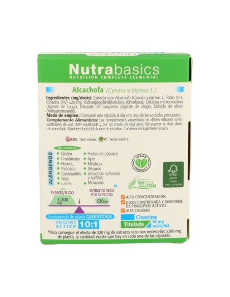 Nutrabasics Alcachofa 30 cápsulas Drasanvi