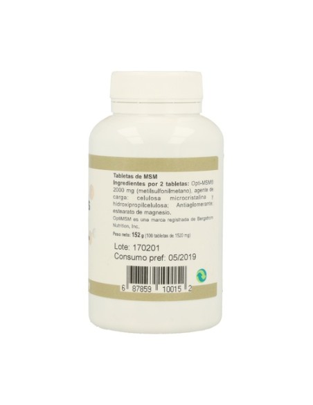 Msm Organics 100 comprimidos de 1000mg Ortocel Nutri Therapy
