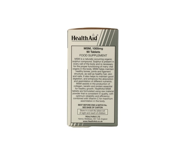 Msm Metilsulfonilmetano 90 comprimidos de 1000mg Health Aid