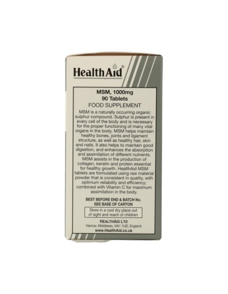 Msm Metilsulfonilmetano 90 comprimidos de 1000mg Health Aid