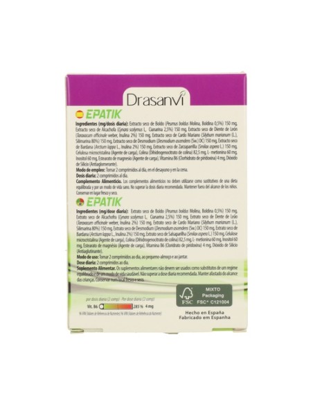 Epatik Detox 30 comprimidos de 700mg Drasanvi