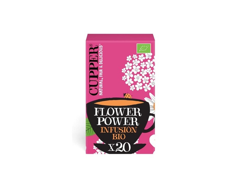Infusión flower power flor de sauco, hibiscus y manzanilla Bio 20 bolsitas infusoras Cupper