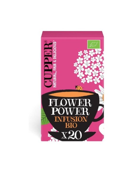 Infusión flower power flor de sauco, hibiscus y manzanilla Bio 20 bolsitas infusoras Cupper