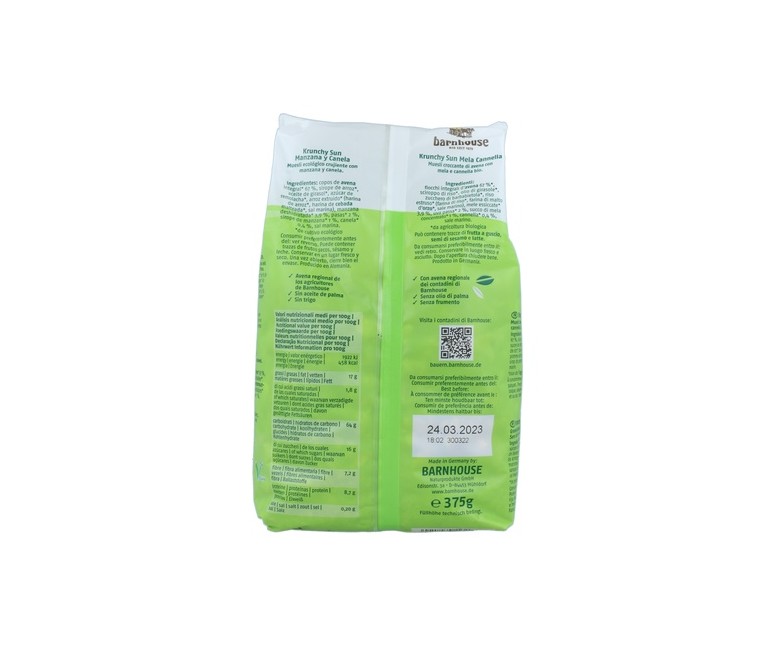 Muesli Krunchy Sun Manzana y Canela 375 g Barnhouse
