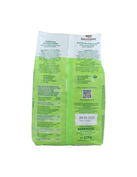 Muesli Krunchy Sun Manzana y Canela 375 g Barnhouse
