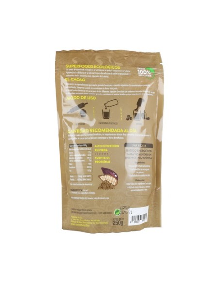 Cacao en polvo Bio 250 g de polvo Sol Natural