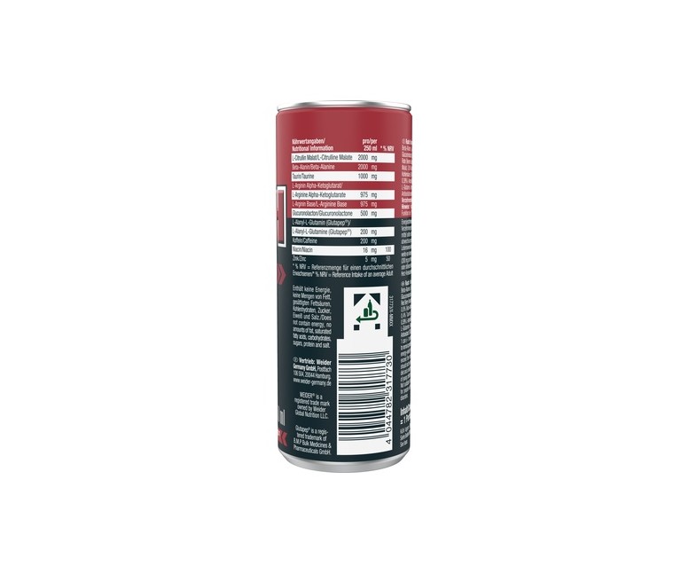 Bebida energética Rush berry blast 250 ml (Frutos Rojos) Weider