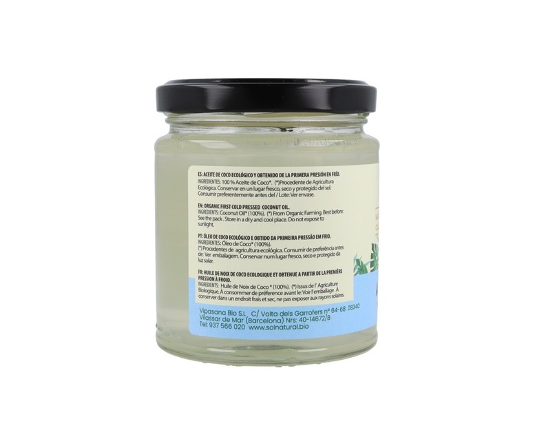 Aceite de coco Bio 200 ml de aceite Sol Natural