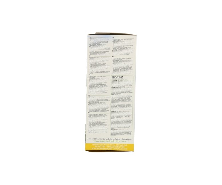Tampones Natural Cotton Regular 16 unidades Masmi Natural Cotton