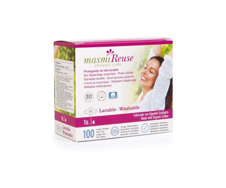 Protegeslip de tela lavable con alas 1 unidad Masmi Natural Cotton