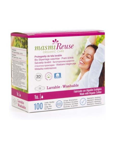 Protegeslip de tela lavable con alas 1 unidad Masmi Natural Cotton