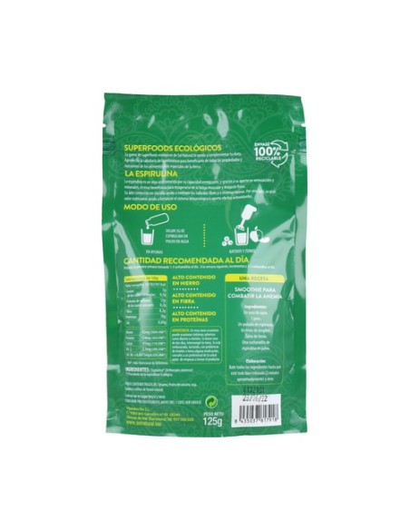 Espirulina en polvo Bio 125 g de polvo Sol Natural