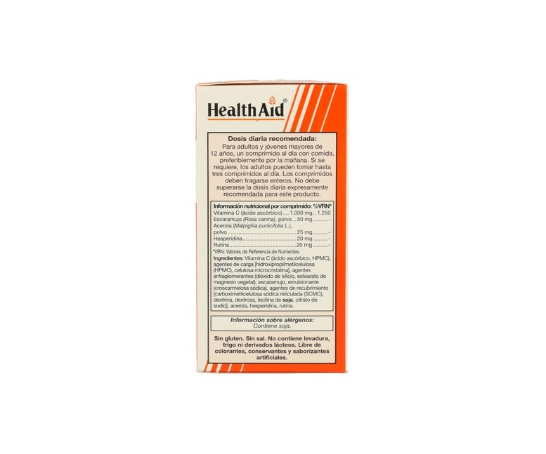 Vitamina C con Bioflavonoides 60 comprimidos de 1000mg Health Aid