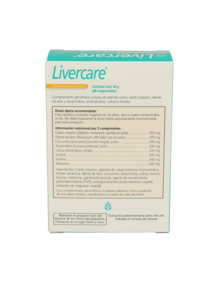 Livercare 60 comprimidos de 1.4g Health Aid
