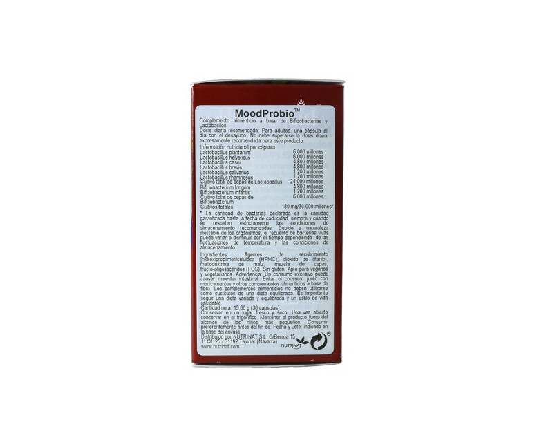 MoodProbio 30.000 millones 30 cápsulas vegetales Health Aid