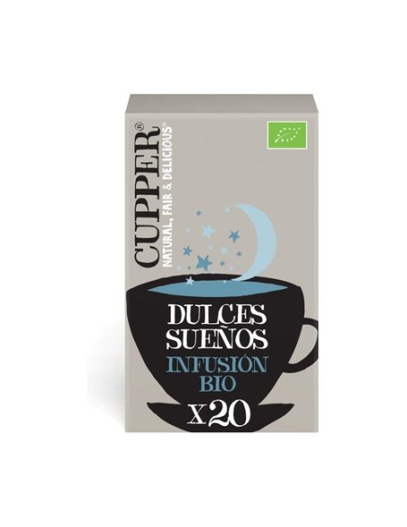 Infusión dulces sueños con canela, manzanilla y melisa Bio 20 bolsitas infusoras Cupper