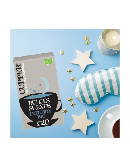 Infusión dulces sueños con canela, manzanilla y melisa Bio 20 bolsitas infusoras Cupper