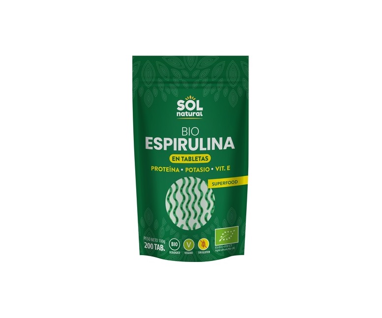 Espirulina en tabletas Bio 200 tabletas Sol Natural