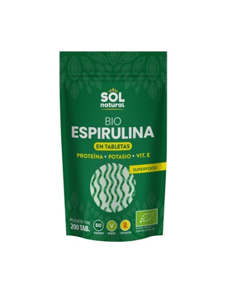 Espirulina en tabletas Bio 200 tabletas Sol Natural