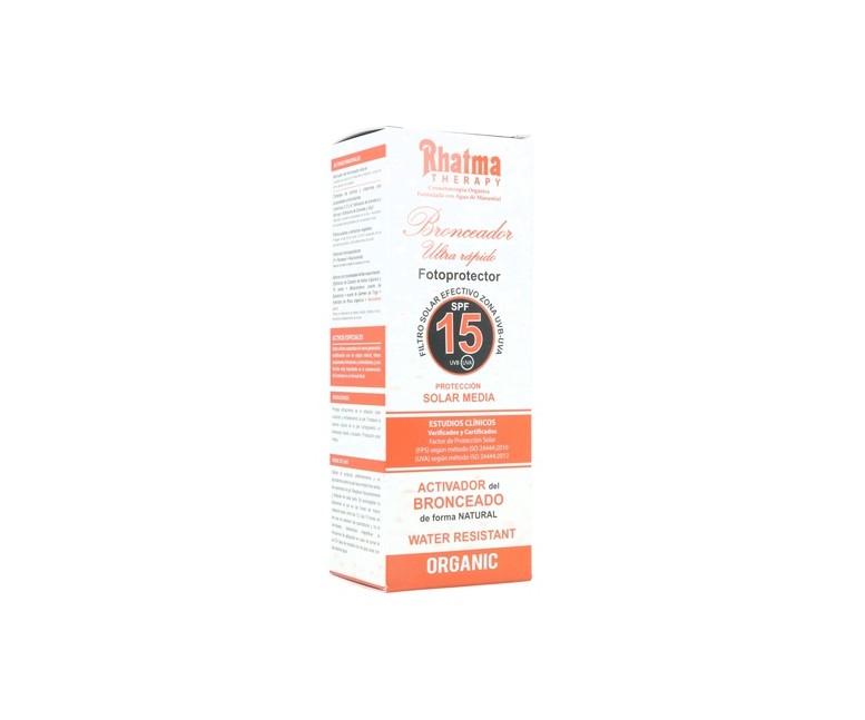 Bronceador solar ultra rápido SPF15 100 ml de crema (Granada) Rhatma