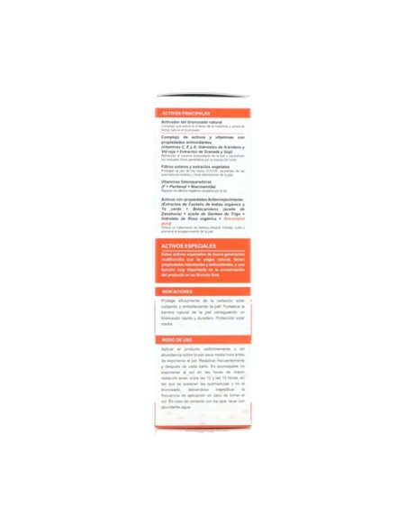 Bronceador solar ultra rápido SPF15 100 ml de crema (Granada) Rhatma
