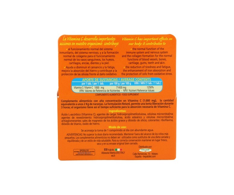 Vit. C Pura 1000Mg. Retard 30 comprimidos ESI