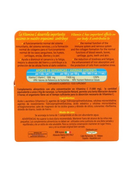 Vit. C Pura 1000Mg. Retard 30 comprimidos ESI