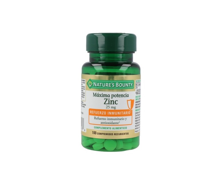 Zinc (Gluconato de Zinc) 100 comprimidos de 25mg Nature's Bounty