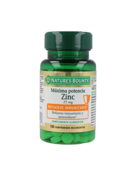 Zinc (Gluconato de Zinc) 100 comprimidos de 25mg Nature's Bounty