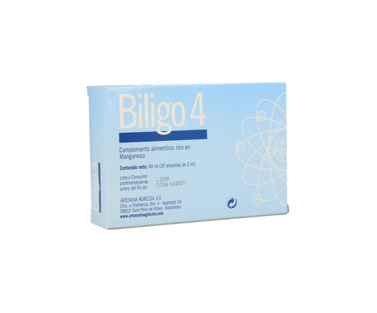 Biligo 4 (Manganeso) - Oligoelemento 20 ampollas de 2ml Plantis