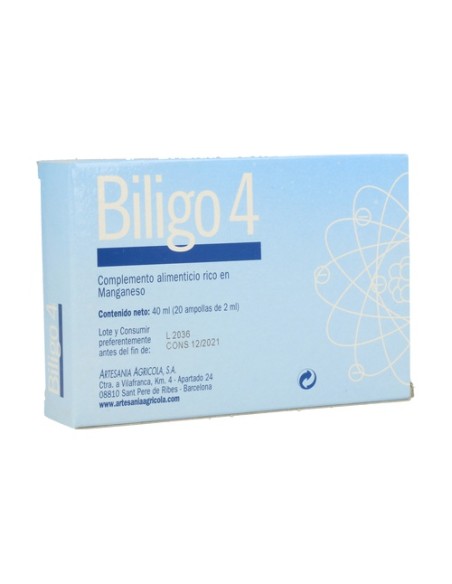 Biligo 4 (Manganeso) - Oligoelemento 20 ampollas de 2ml Plantis