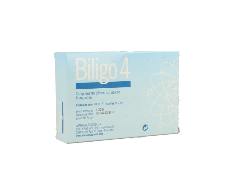 Biligo 4 (Manganeso) - Oligoelemento 20 ampollas de 2ml Plantis