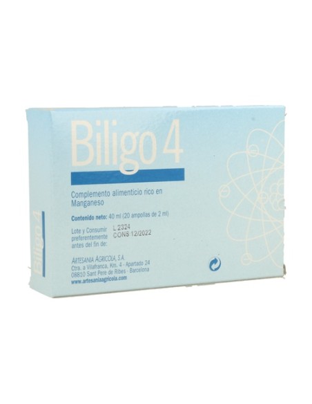 Biligo 4 (Manganeso) - Oligoelemento 20 ampollas de 2ml Plantis