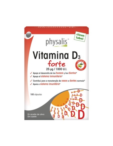 Vitamina D3 Forte 100 cápsulas Physalis