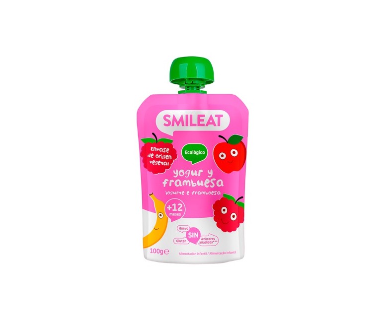 Bolsita de Yogur y Frambuesa Bio 12m+ 100 g (Frambuesa - Yogur) Smileat
